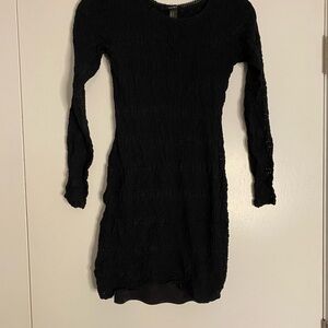Forever 21 Textured Black Long Sleeve Dress